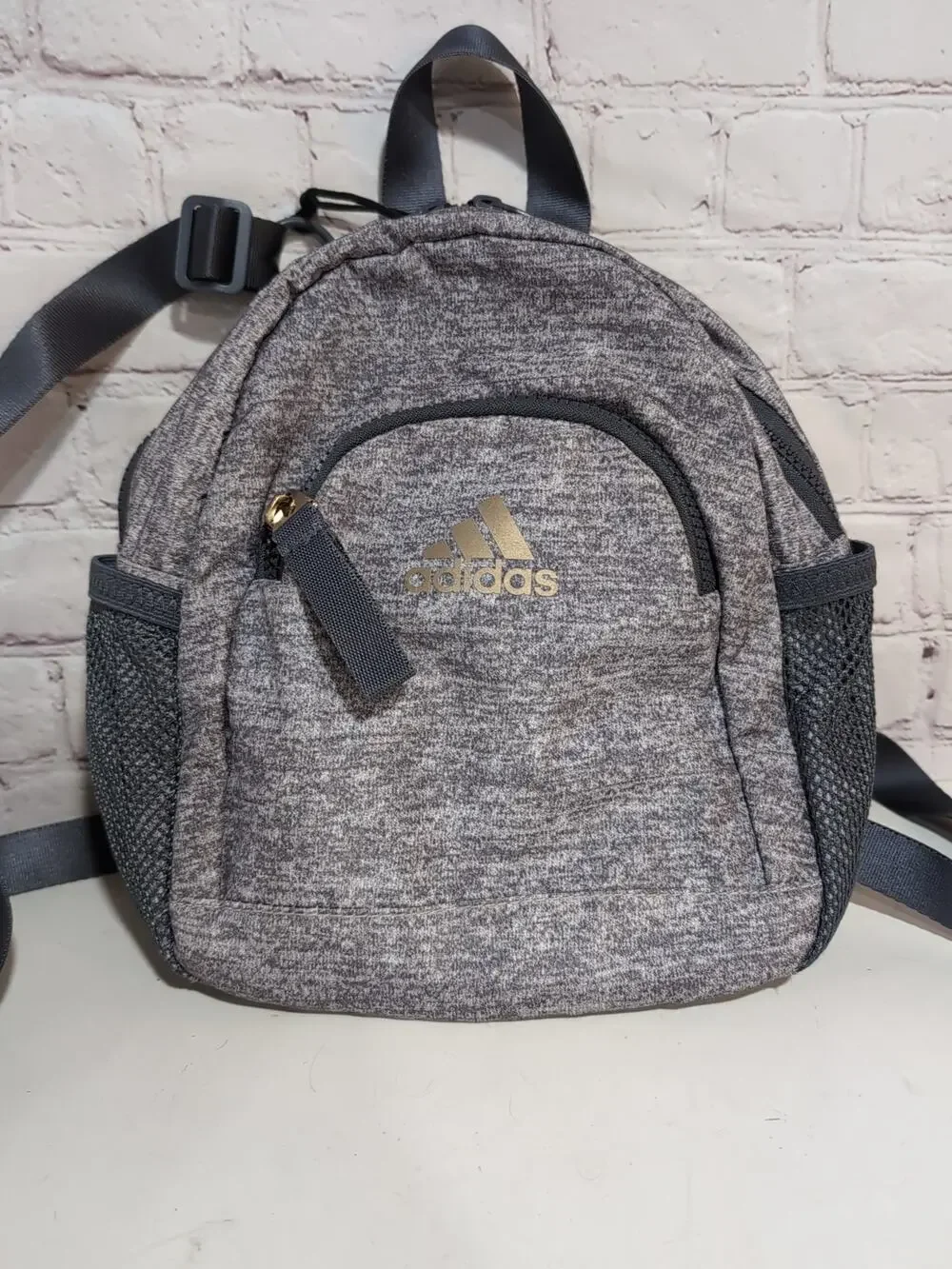 Adidas Linear Mini Backpack Heathered Gray Adidas Travel Bag Adjustable Straps